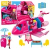 LEAN TOYS Składany samolot dla lalek, zestaw podróżny, akcesoria dla lalek, różowy, 9 szt.
