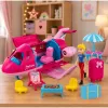 LEAN TOYS Składany samolot dla lalek, zestaw podróżny, akcesoria dla lalek, różowy, 9 szt.