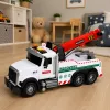LEAN TOYS Samochód budowlany z regulowanym dźwigiem, światłami i dźwiękami, biały, 1:14