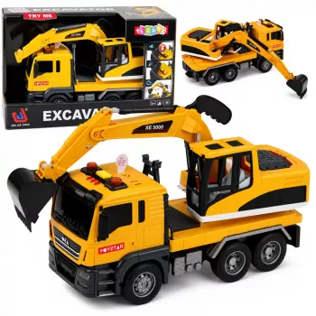 LEAN TOYS 1:14 RC Koparka z ruchomą łyżką, światłami i dźwiękami – żółta