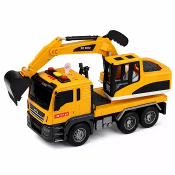 LEAN TOYS 1:14 RC Koparka z ruchomą łyżką, światłami i dźwiękami – żółta