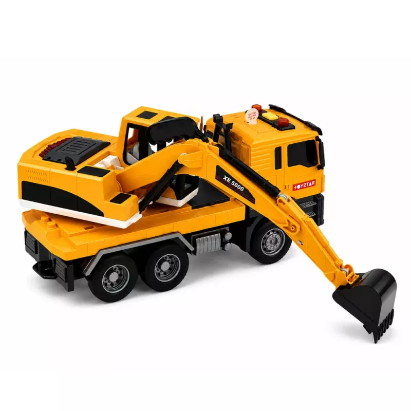LEAN TOYS 1:14 RC Koparka z ruchomą łyżką, światłami i dźwiękami – żółta