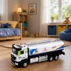 LEAN TOYS Metalowy Ciężarówka-Cysterna z Napędem Tarcia, Światłami i Dźwiękami, Niebiesko-Biała, Skala 1:40