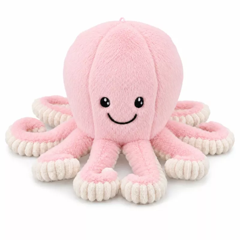 LEAN TOYS Pluszowa Ośmiornica z Rozciągliwymi Mackami, Miękka Różowa Przytulanka, 30 cm