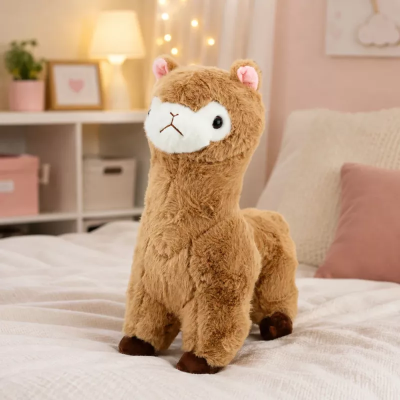 LEAN TOYS Pluszowa Alpaka Lama Pluszak Miękkie Futro Beżowy 38 cm