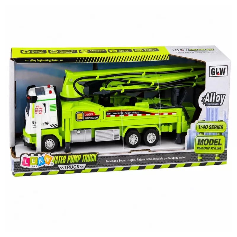 LEAN TOYS Betoniarka z pompą ze światłami, dźwiękami, wodą, napęd 1:40