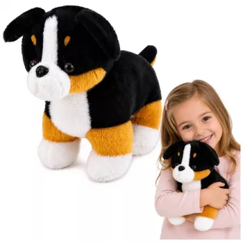 LEAN TOYS Pluszowy Miękki Pies Przytulanka Berneński Pies Pasterski 30x30 cm