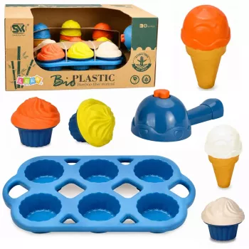 LEAN TOYS Ekologiczny drewniany zestaw do robienia lodów dla dzieci, 26 elementów