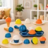 LEAN TOYS Ekologiczny drewniany zestaw do robienia lodów dla dzieci, 26 elementów