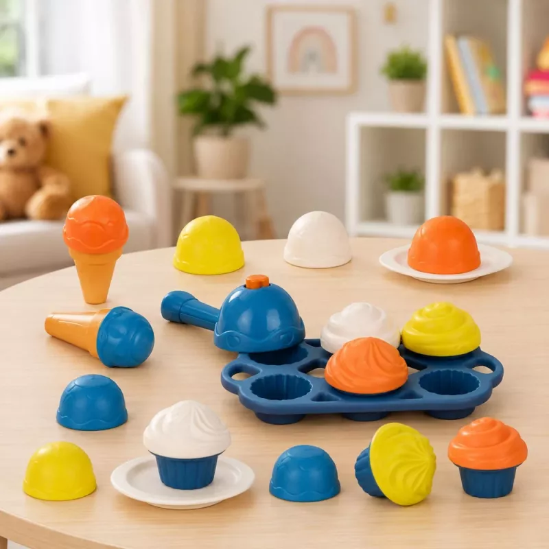 LEAN TOYS Ekologiczny drewniany zestaw do robienia lodów dla dzieci, 26 elementów