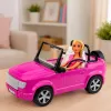 LEAN TOYS Anlily Lalka w Fioletowym Kabriolecie z Uchwytem na Telefon i Słuchawkami