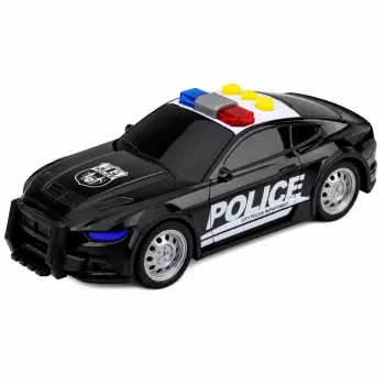 LEAN TOYS Samochód policyjny ze światłami i dźwiękami, czarny, skala 1:32