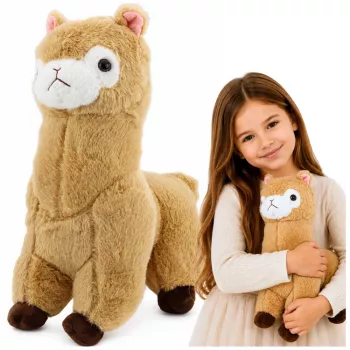 LEAN TOYS Pluszowa alpaka lama Pluszowa zabawka Przytulanka Miękkie futerko Kremowa 38 cm