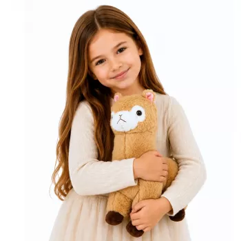 LEAN TOYS Pluszowa alpaka lama Pluszowa zabawka Przytulanka Miękkie futerko Kremowa 38 cm