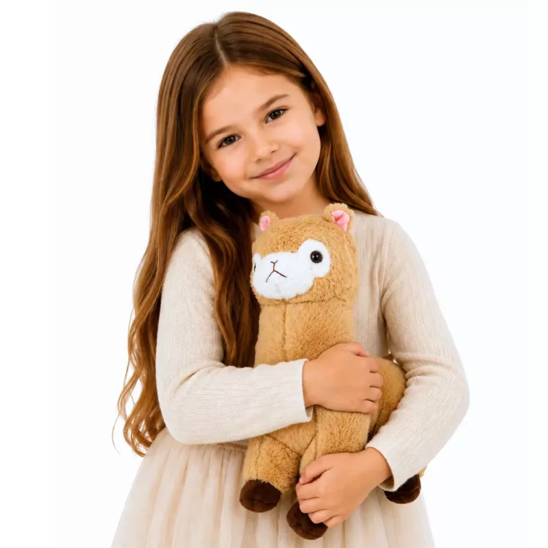 LEAN TOYS Pluszowa alpaka lama Pluszowa zabawka Przytulanka Miękkie futerko Kremowa 38 cm