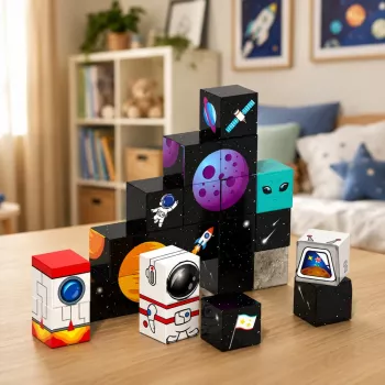 LEAN TOYS Zestaw klocków magnetycznych 50 elementów 3D kostki piksele zestaw konstrukcyjny