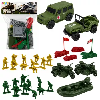 LEAN TOYS Zestaw wojskowy Żołnierze Pojazdy Baza wojskowa Wieża Figurki 46 szt.