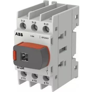 ABB OT Plus OT25G1-3BS25 3-biegunowy rozłącznik bezpiecznikowy do montażu podstawowego, 25 A, 750 V, z uchwytem obrotowym bezpośrednim