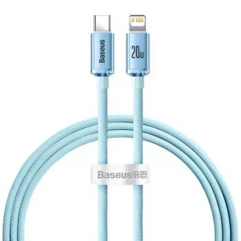 Baseus Crystal Shine Kabel USB-C do Lightning 20W, 1,2 m, niebieski