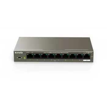 Tenda TEF1109P-8-102W 9-portowy biurkowy przełącznik PoE z 8 portami PoE+, budżetem 102W, 10/100 Mb/s