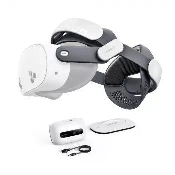 BOBOVR M3 Pro+ Pasek nagłowny z baterią 6500 mAh i stacją ładującą do Meta Quest 3/3S - Biały