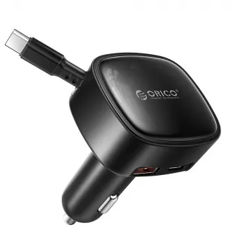 ORICO FC-66-1A2C 66W Ładowarka samochodowa ze zwijanym kablem USB-C - Czarny