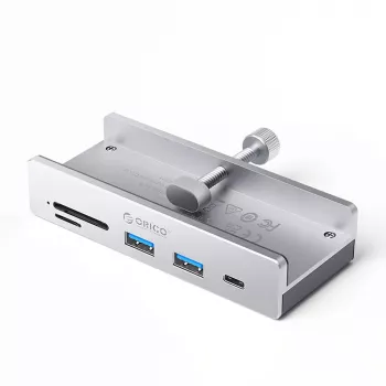 ORICO MH5PC Zaciskowy Hub USB-C z 2x USB-A, 1x USB-C, czytnikiem kart SD/TF - Srebrny