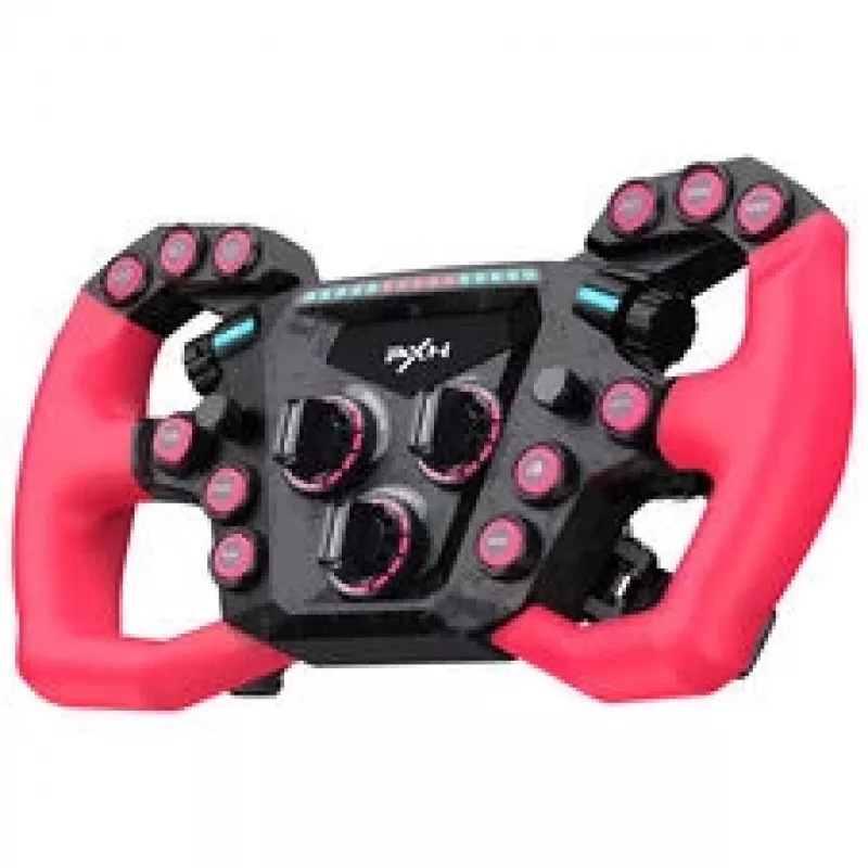 PXN WTL GT ONE Kierownica wyścigowa Pink Edition - 900° Force Feedback, podwójny silnik wibracji, zestaw 3 pedałów, 6-biegowa dźwignia zmiany biegów, PC/PS4/Xbox One/Switch