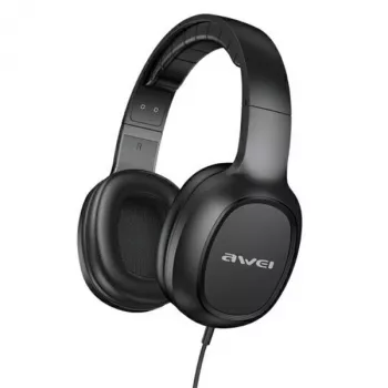 AWEI GM-6 Nauszny zestaw słuchawkowy do gier z mikrofonem, przewodowy jack 3,5 mm, przetworniki 40 mm, czarny