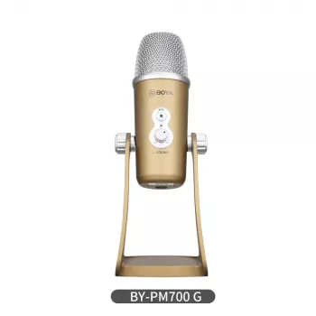 BOYA BY-PM700G USB pojemnościowy mikrofon z 4 charakterystykami kierunkowymi, 24-bit/48kHz, regulacją wzmocnienia i wyciszeniem, monitoringiem słuchawkowym, dla PC/Mac