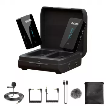 BOYA BY-XM6-K1 2,4 GHz bezprzewodowy system mikrofonu krawatowego do kamer i smartfonów