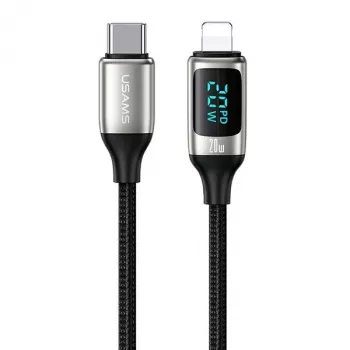 USAMS U78 Pleciony kabel USB-C do Lightning z wskaźnikiem LED 1,2 m 20W PD szybkie ładowanie Biały SJ545USB02