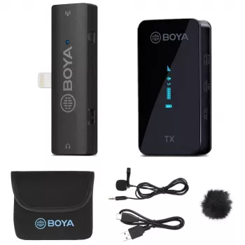 BOYA BY-XM6-S3 2.4GHz Dwukanałowy System Mikrofonów Bezprzewodowych dla Urządzeń iOS z Złączem Lightning