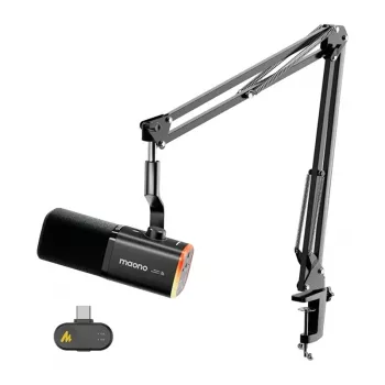 MAONO PD100WS Mikrofon dynamiczny (czarny) - USB-C/XLR, kardioidalny, 24-bit/48kHz, w całości metalowy ze statywem biurkowym