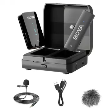 BOYA BY-XM6-K3 2,4 GHz bezprzewodowy system mikrofonów krawatowych dla urządzeń iOS z złączem Lightning