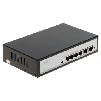 Tiandy TC-P3S06 4-portowy przełącznik PoE z 2 portami uplink, budżet 65W, IEEE 802.3af/at, niezarządzany, do montażu na biurku/ścianie