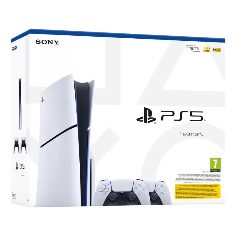 Sony PlayStation 5 Slim Disc Edition 1TB Konsola - Biały i Czarny