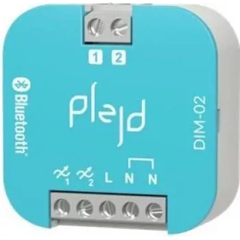 PLEJD DIM-02 2-kanałowy bezprzewodowy ściemniacz, 2x100VA, Bluetooth Mesh, na szynę DIN
