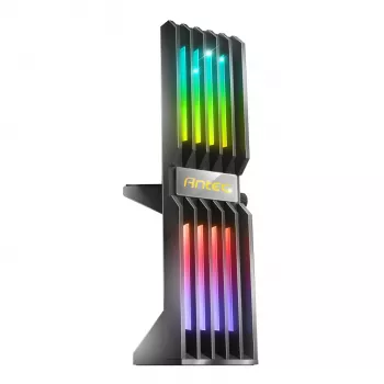 Antec ARGB Uchwyt do GPU, Magnetyczna Podstawa, Regulowany Wysokościowo Wspornik z Adresowalnym Oświetleniem RGB, Stop Aluminium, Czarny