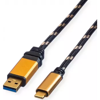 ROLINE GOLD USB 3.2 Gen 1 kabel USB-A do USB-C, 1m, czarny, złocone złącza