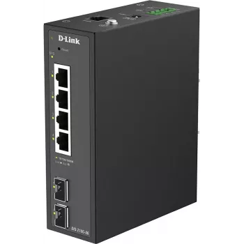 D-Link DIS-210G-06 przemysłowy inteligentny zarządzany przełącznik z 4 portami Gigabit Ethernet i 2 gniazdami SFP