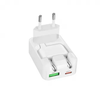 SBS TETRGANUSBTCFOLD20W 20W GaN USB-C składana ładowarka ścienna biała