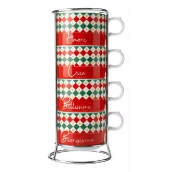 Bialetti 4 Cappuccio Tricolore Mleczko do spieniania na kuchenkę, 160 ml, ręczne tłoczenie, włoskie tricolore