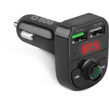 SBS TECARFM2USB Bluetooth FM Transmitter z funkcją głośnomówiącą i podwójnym ładowaniem USB