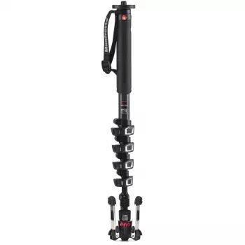 Manfrotto XPRO Monopod+ MVMXPROC5 z włókna węglowego, 5-sekcyjny monopod wideo z podstawą FLUIDTECH