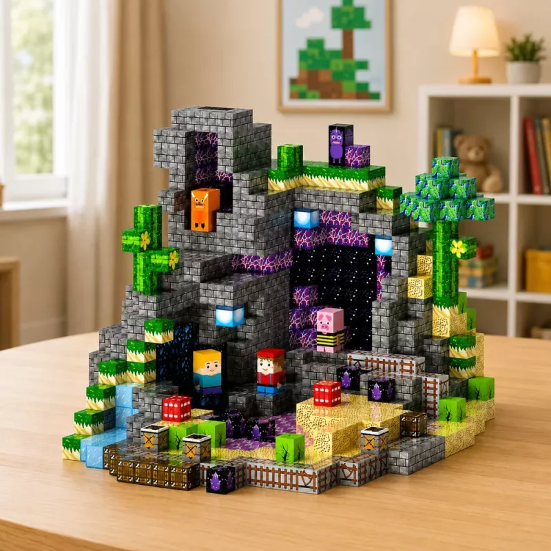 LEAN TOYS Magnetyczne Klocki Pixels Cubes Square World 100 szt.