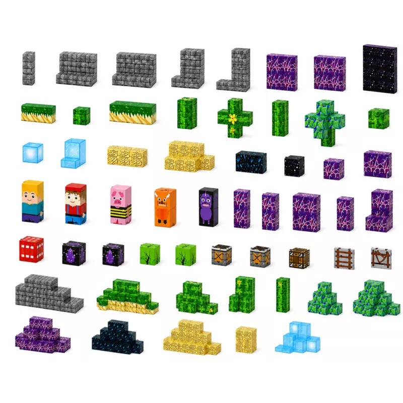 LEAN TOYS Magnetyczne Klocki Pixels Cubes Square World 100 szt.