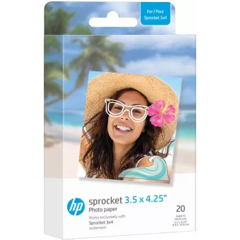 HP ZINK Papier fotograficzny 3,5 x 4,25 cala, błyszczący, z klejem, 20 arkuszy do HP Sprocket