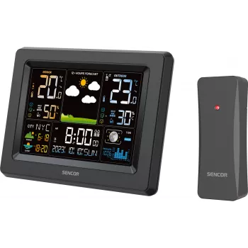 Sencor SWS 4500 Stacja pogodowa Czarna / Kolorowy wyświetlacz LCD / Czujnik bezprzewodowy