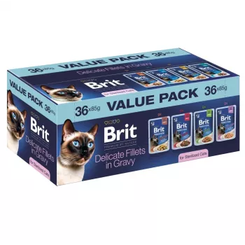 Brit Delicate Fillets w Sosie dla Kotów Sterylizowanych – 36 x 85 g Saszetki
